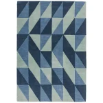 Covor pufos din lână lucrat manual modern model geometric abstract Reef Flag Blue 10 mm 200×290 cm REEF2002900004