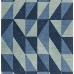 Covor pufos din lână lucrat manual modern model geometric abstract Reef Flag Blue 10 mm 200×290 cm REEF2002900004