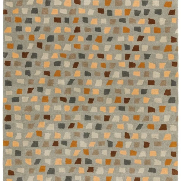 Covor pufos din lână lucrat manual modern model geometric abstract Reef Pixel Grey Multi 10 mm 160x230 cm REEF1602300007