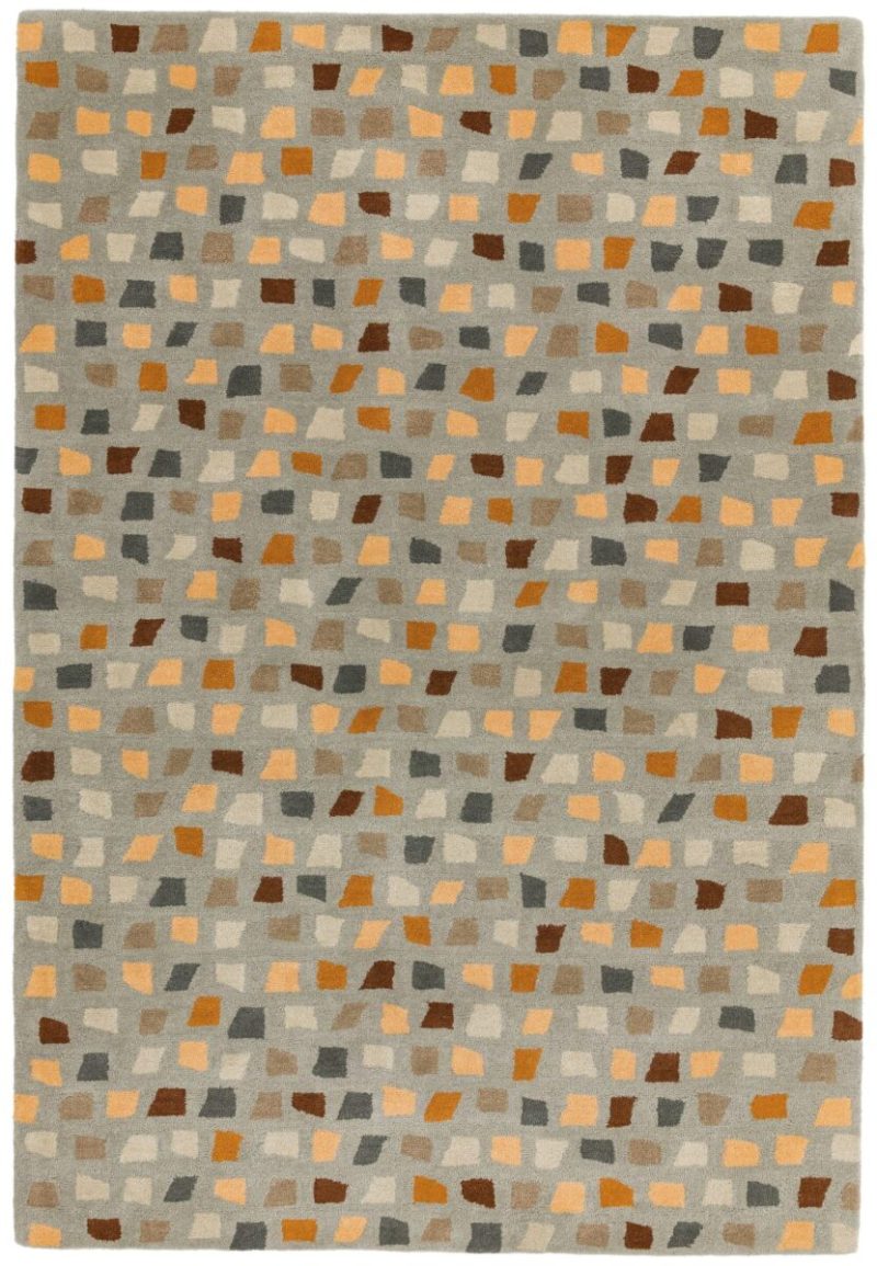 Covor pufos din lână lucrat manual modern model geometric abstract Reef Pixel Grey Multi 10 mm 160x230 cm REEF1602300007 - imagine 2