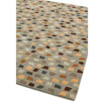 Covor pufos din lână lucrat manual modern model geometric abstract Reef Pixel Grey Multi 10 mm 160x230 cm REEF1602300007