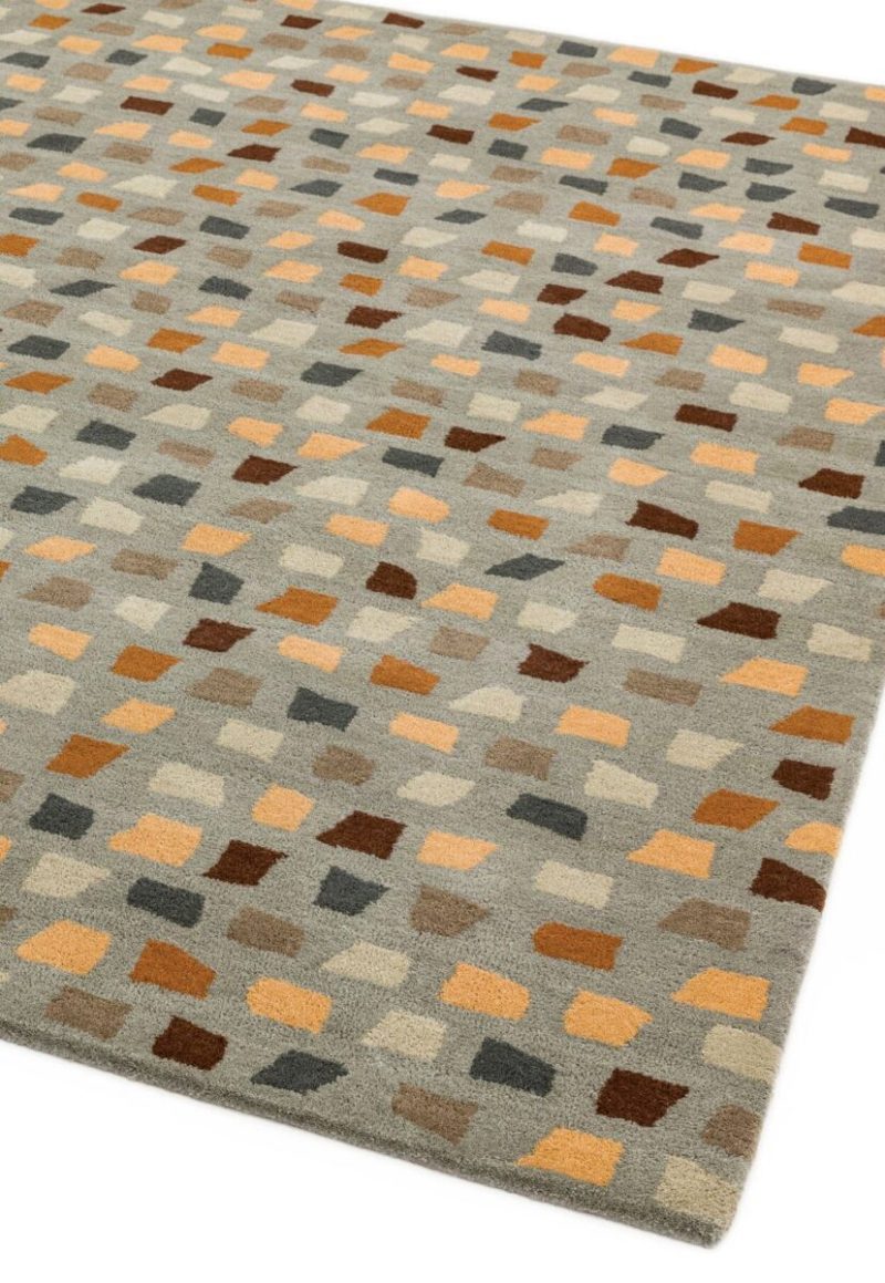 Covor pufos din lână lucrat manual modern model geometric abstract Reef Pixel Grey Multi 10 mm 160x230 cm REEF1602300007 - imagine 3