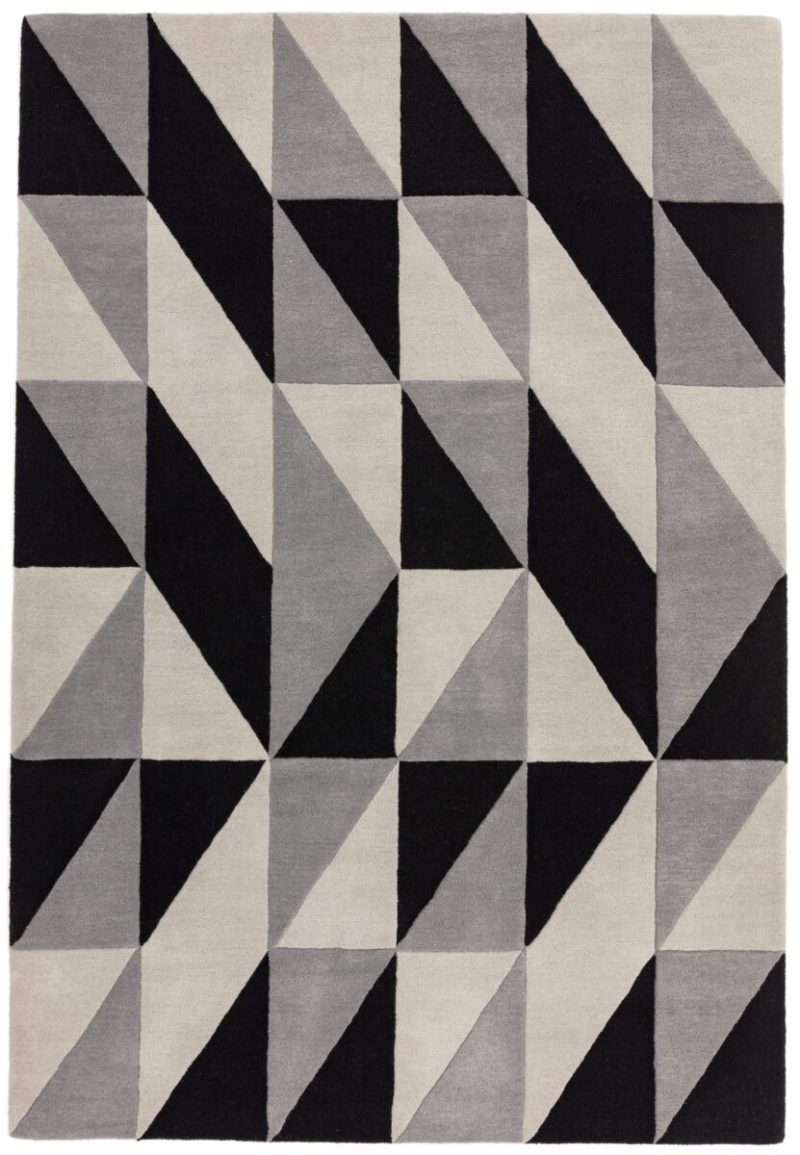 Covor pufos din lână lucrat manual modern model geometric abstract Reef Flag Grey 10 mm 200x290 cm REEF2002900008 - imagine 2