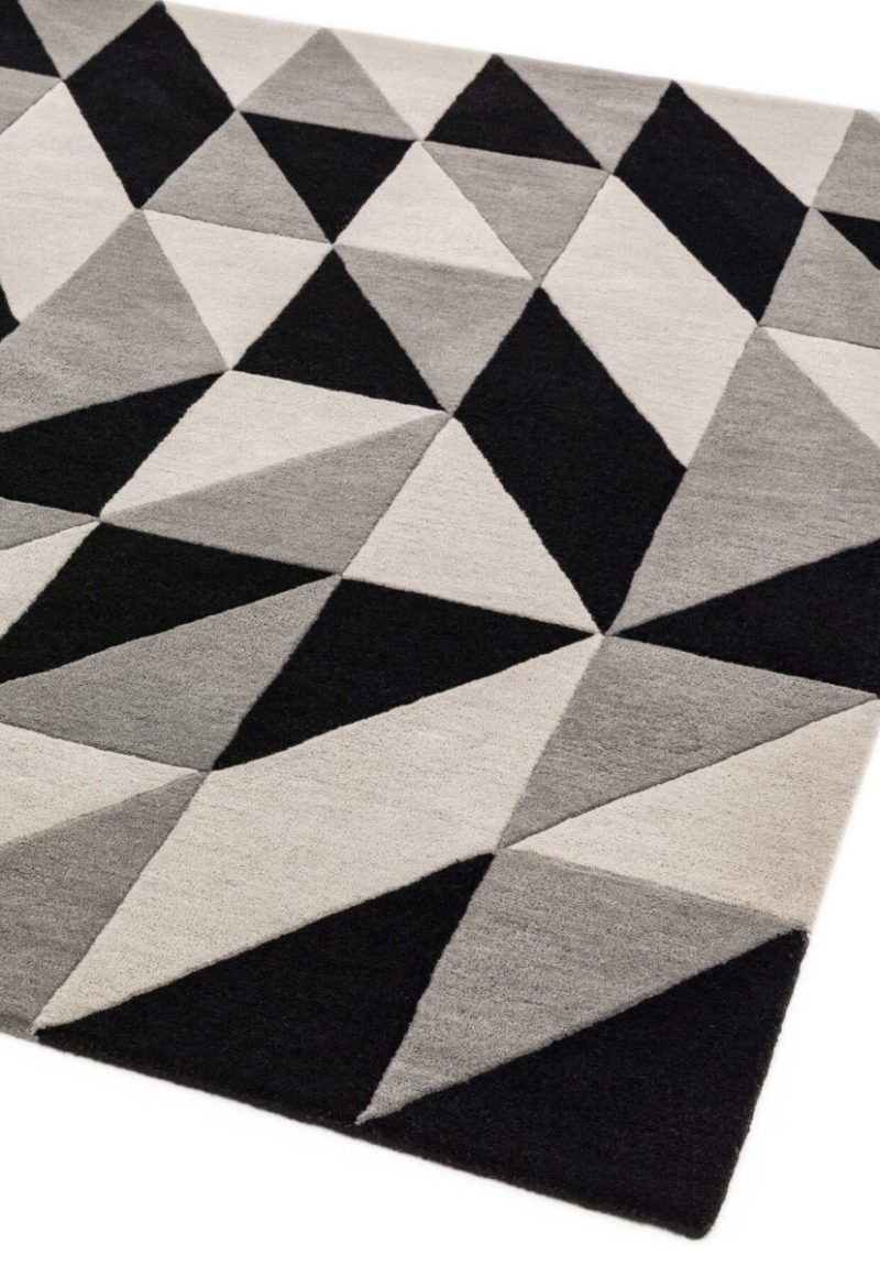 Covor pufos din lână lucrat manual modern model geometric abstract Reef Flag Grey 10 mm 200x290 cm REEF2002900008 - imagine 3