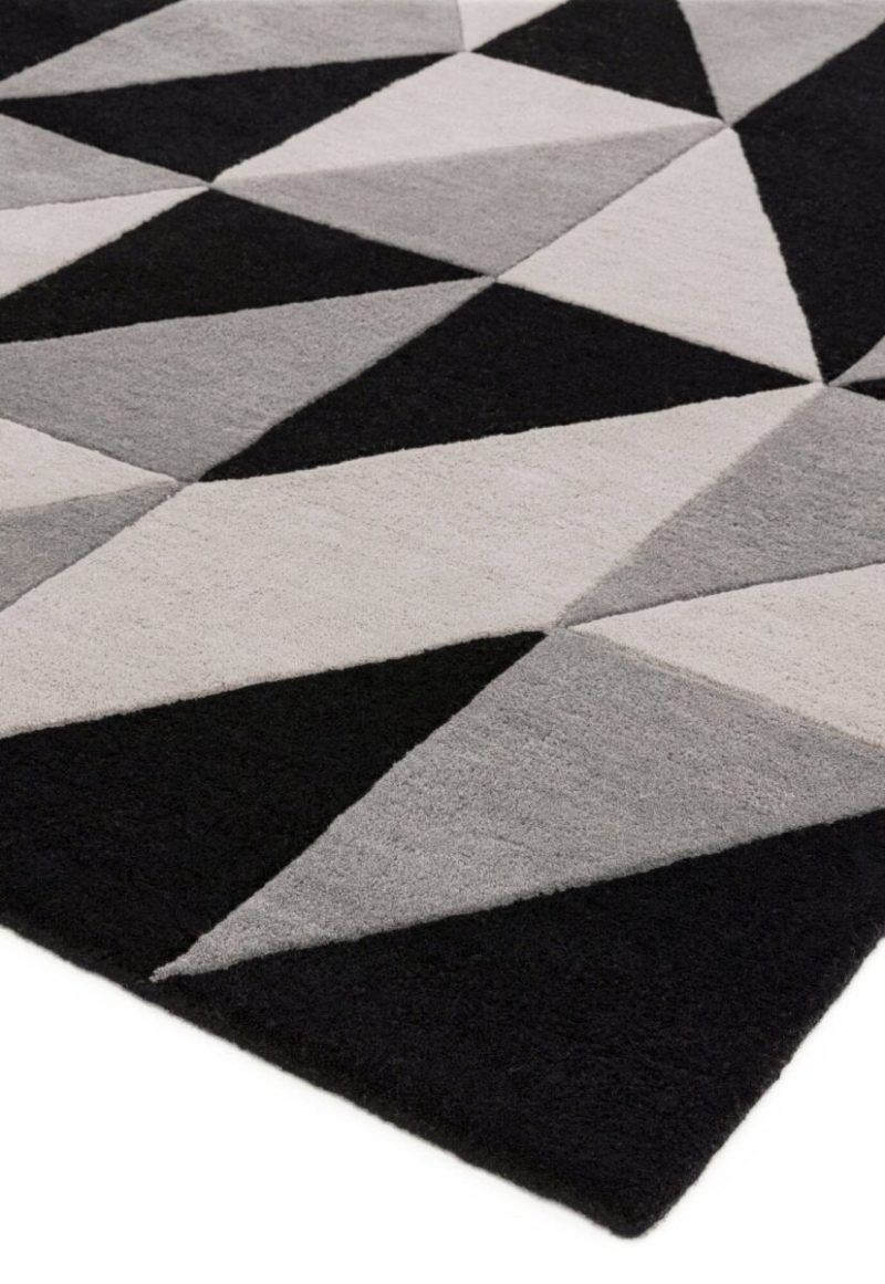 Covor pufos din lână lucrat manual modern model geometric abstract Reef Flag Grey 10 mm 200x290 cm REEF2002900008 - imagine 4