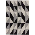 Covor pufos din lână lucrat manual modern model geometric abstract Reef Flag Grey 10 mm 200×290 cm REEF2002900008