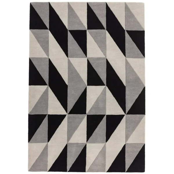 Covor pufos din lână lucrat manual modern model geometric abstract Reef Flag Grey 10 mm 200x290 cm REEF2002900008