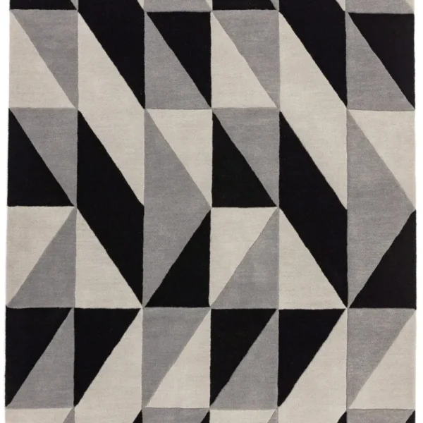 Covor pufos din lână lucrat manual modern model geometric abstract Reef Flag Grey 10 mm 200x290 cm REEF2002900008