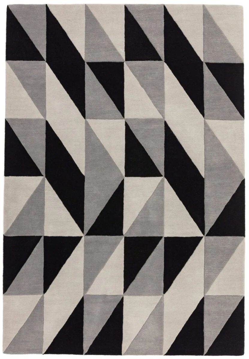 Covor pufos din lână lucrat manual modern model geometric abstract Reef Flag Grey 10 mm 200x290 cm REEF2002900008