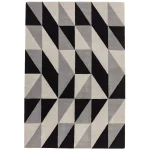 Covor pufos din lână lucrat manual modern model geometric abstract Reef Flag Grey 10 mm 160×230 cm REEF1602300008