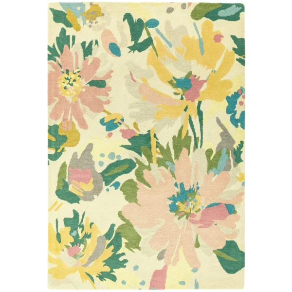 Covor pufos din lână lucrat manual modern model geometric abstract Reef Floral Pink Multi 10 mm 160x230 cm REEF1602300010