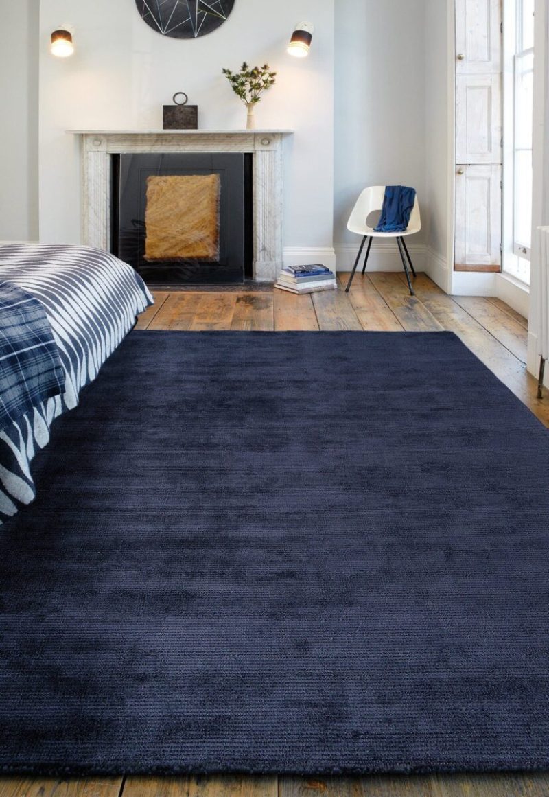 Covor pufos navy lucrat manual modern model uni Reko Navy 5 mm 200x300 cm REKO200300NAVY - imagine 6