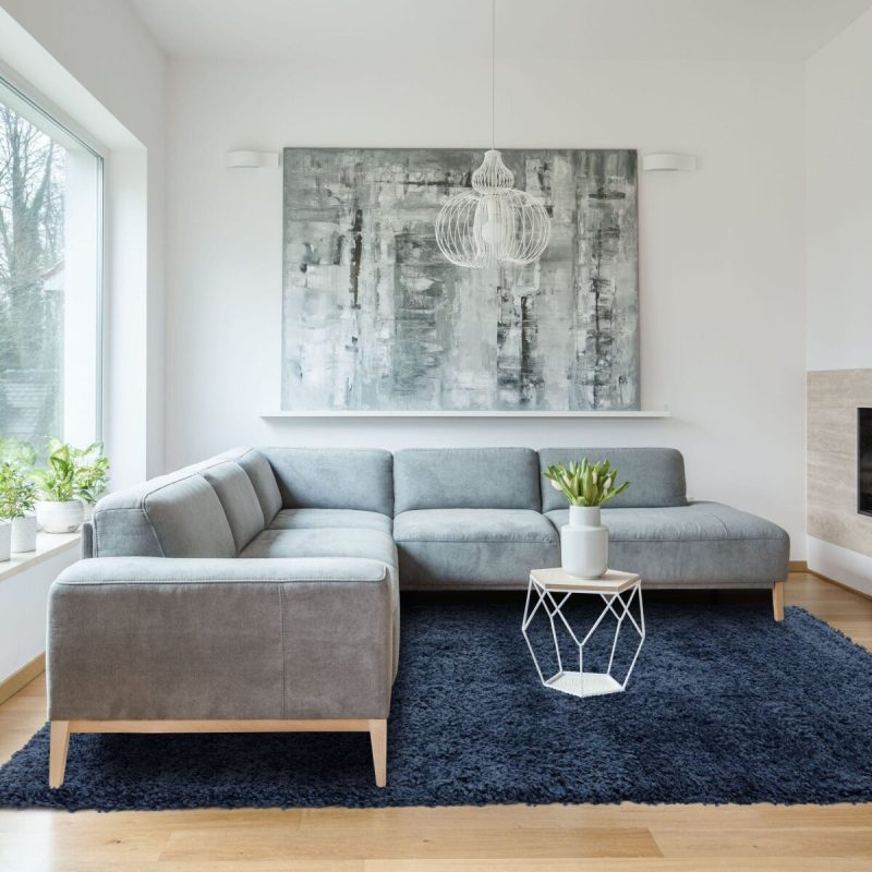 Covor pufos, dormitor living, modern, albastru, model uni, Ritchie Blue, Asiatic London, 80x150 cm - imagine 3