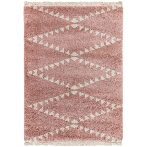 Covor pufos roz modern model geometric tribal Rocco PINK 30 mm 120x170 cm ROCC1201700001