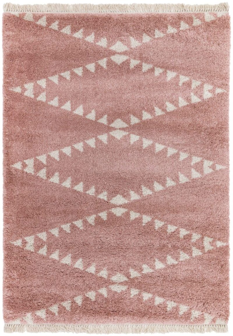 Covor pufos roz modern model geometric tribal Rocco PINK 30 mm 160x230 cm ROCC1602300001