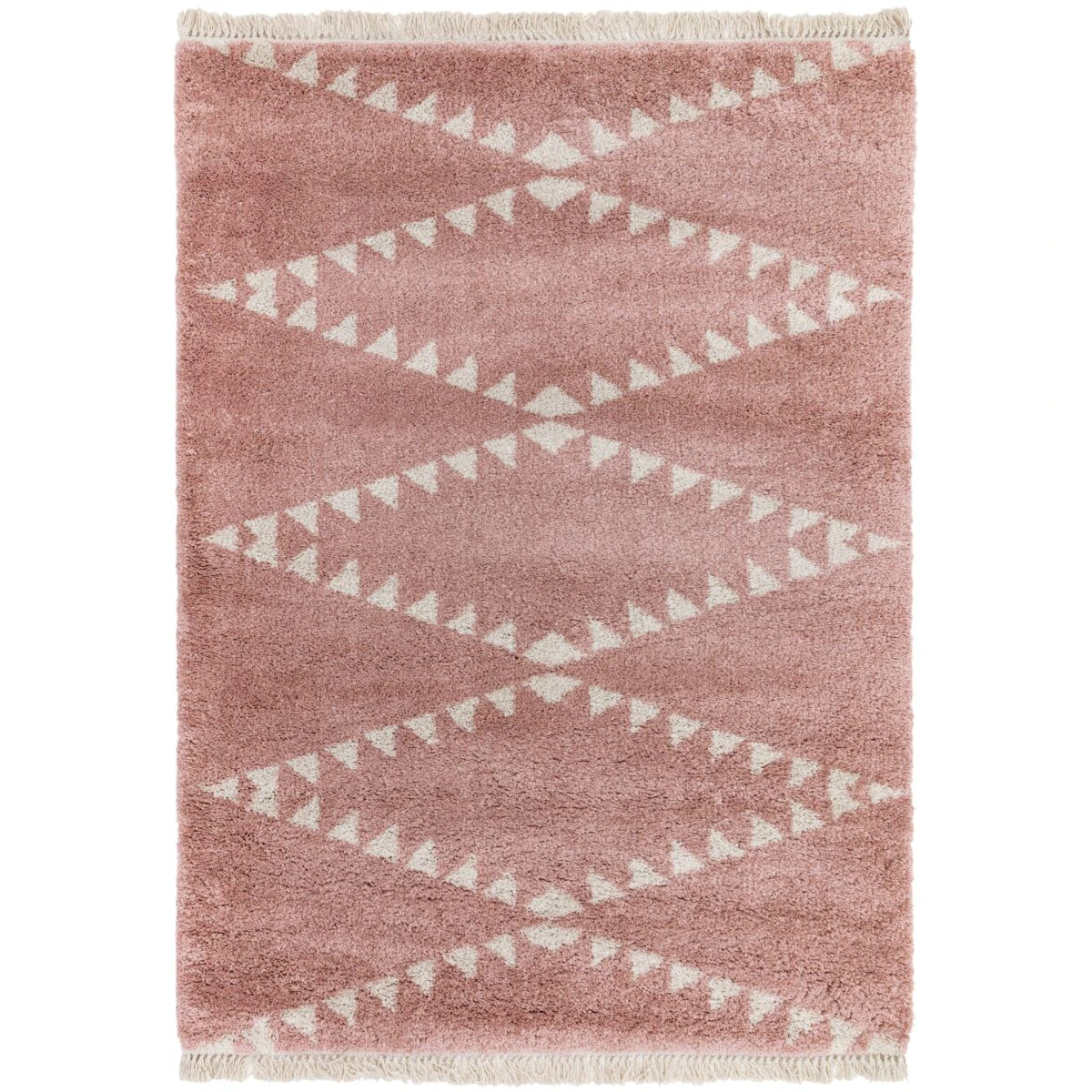 Covor pufos roz modern model geometric tribal Rocco PINK 30 mm 200x290 cm ROCC2002900001