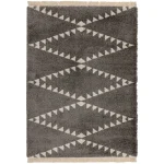 Covor pufos gri modern model geometric tribal Rocco CHARCOAL 30 mm 160×230 cm ROCC1602300004