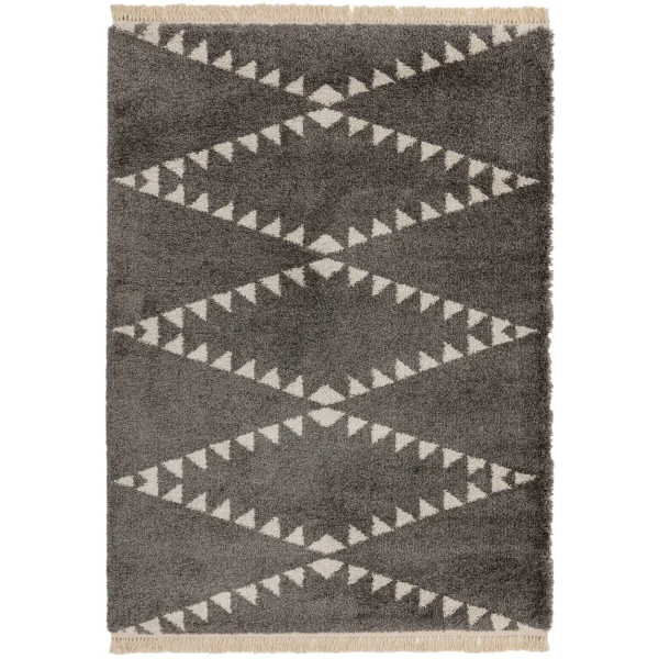 Covor pufos gri modern model geometric tribal Rocco CHARCOAL 30 mm 160x230 cm ROCC1602300004