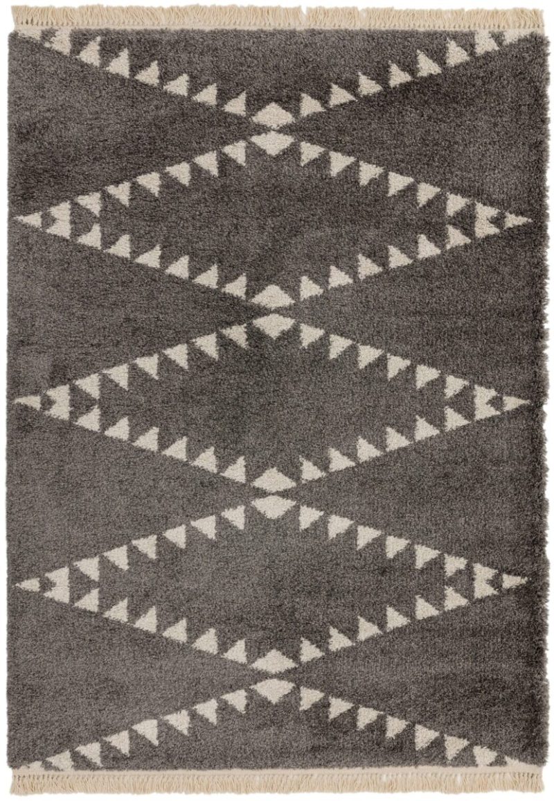 Covor pufos gri modern model geometric tribal Rocco CHARCOAL 30 mm 160x230 cm ROCC1602300004