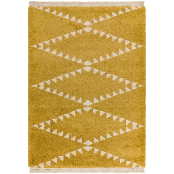 Covor pufos mustar modern model geometric tribal Rocco MUSTARD 30 mm 160x230 cm ROCC1602300005