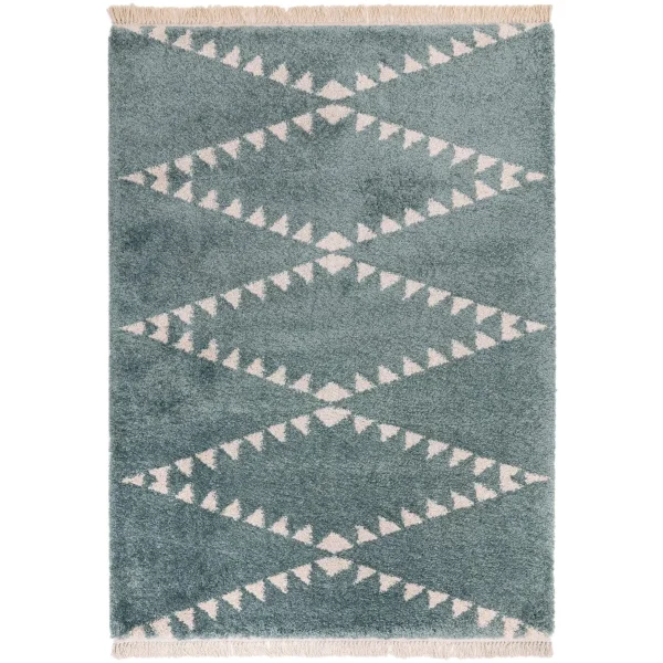 Covor pufos albastru modern model geometric tribal Rocco BLUE 30 mm 200x290 cm ROCC2002900006