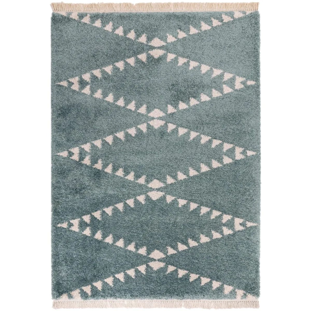 Covor pufos albastru modern model geometric tribal Rocco BLUE 30 mm 200x290 cm ROCC2002900006