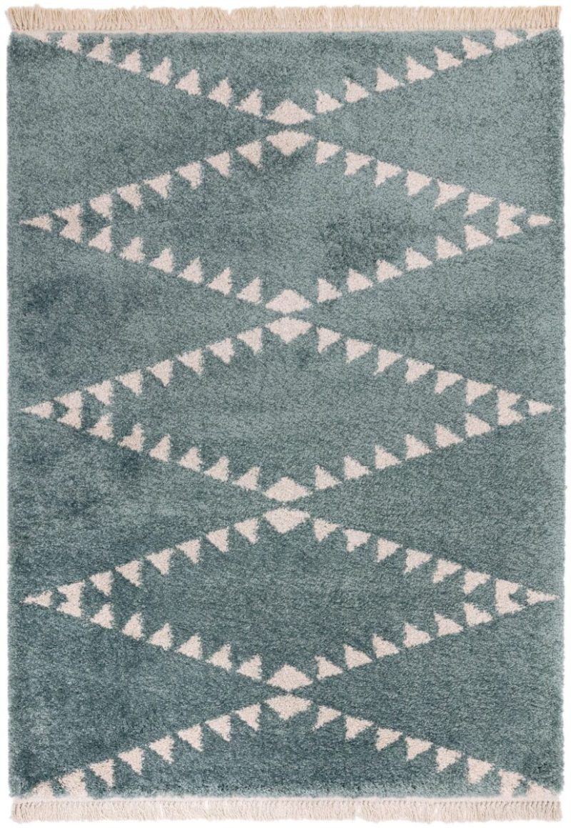 Covor pufos albastru modern model geometric tribal Rocco BLUE 30 mm 160x230 cm ROCC1602300006