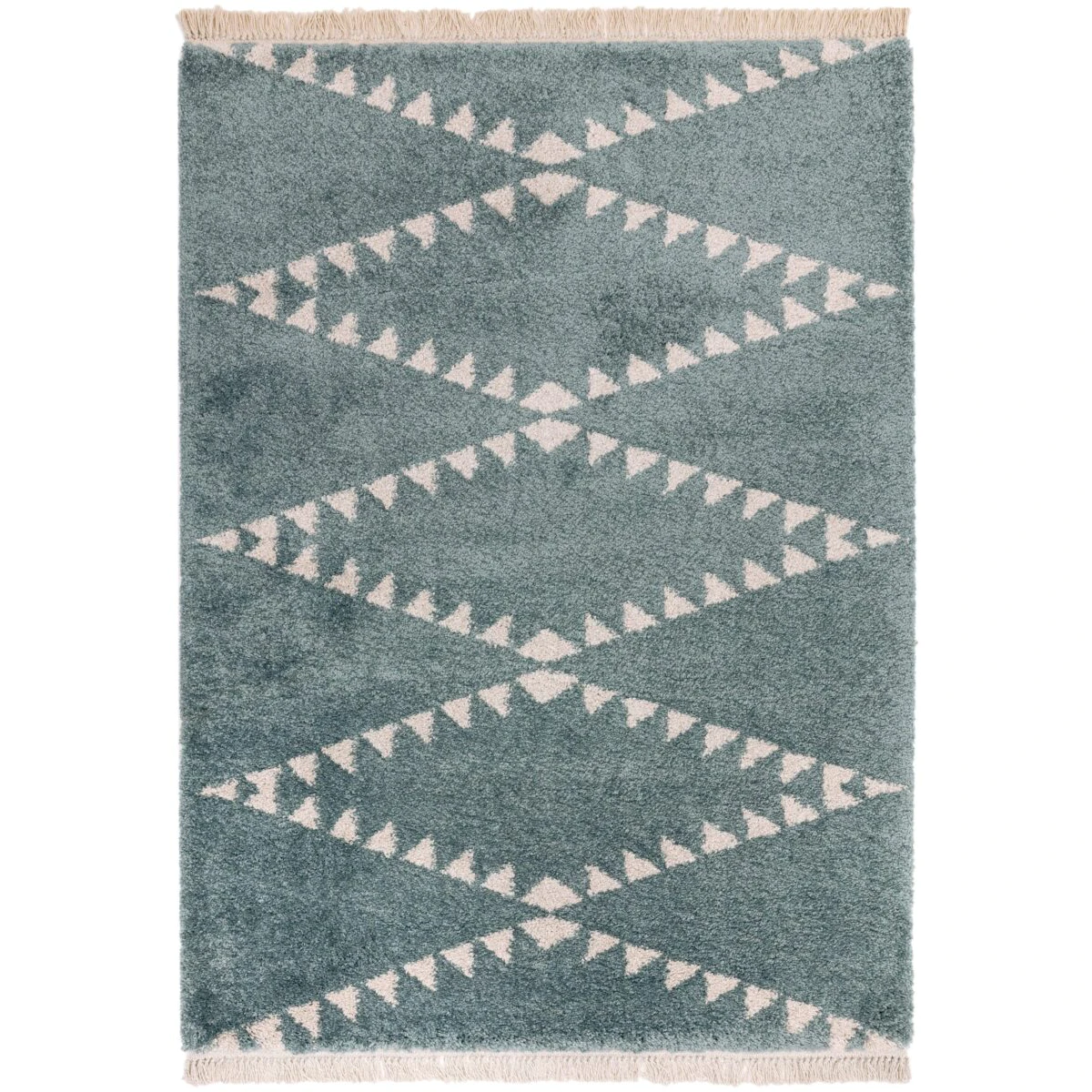 Covor pufos albastru modern model geometric tribal Rocco BLUE 30 mm 160x230 cm ROCC1602300006