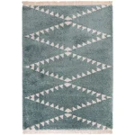 Covor pufos albastru modern model geometric tribal Rocco BLUE 30 mm 200×290 cm ROCC2002900006