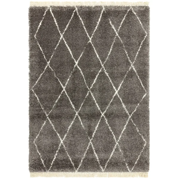 Covor pufos gri modern model geometric tribal Rocco GREY DIAMOND 30 mm 160x230 cm ROCC1602300007