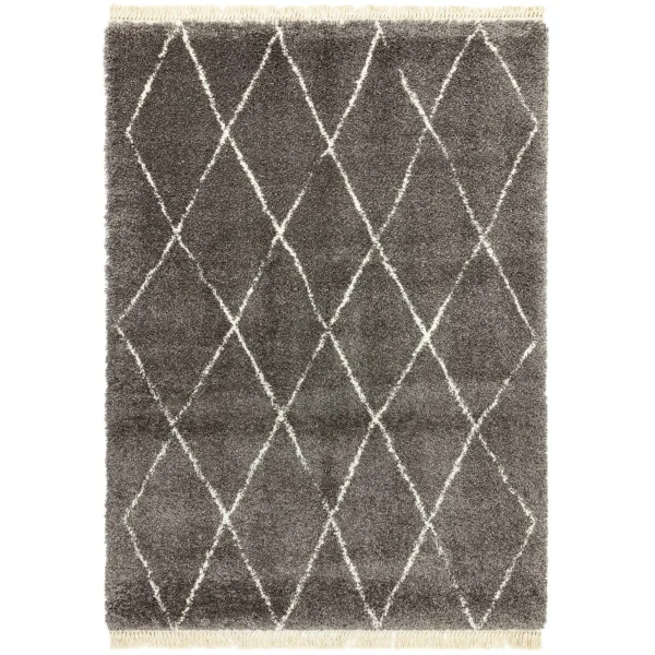 Covor pufos gri modern model geometric tribal Rocco GREY DIAMOND 30 mm 200x290 cm ROCC2002900007