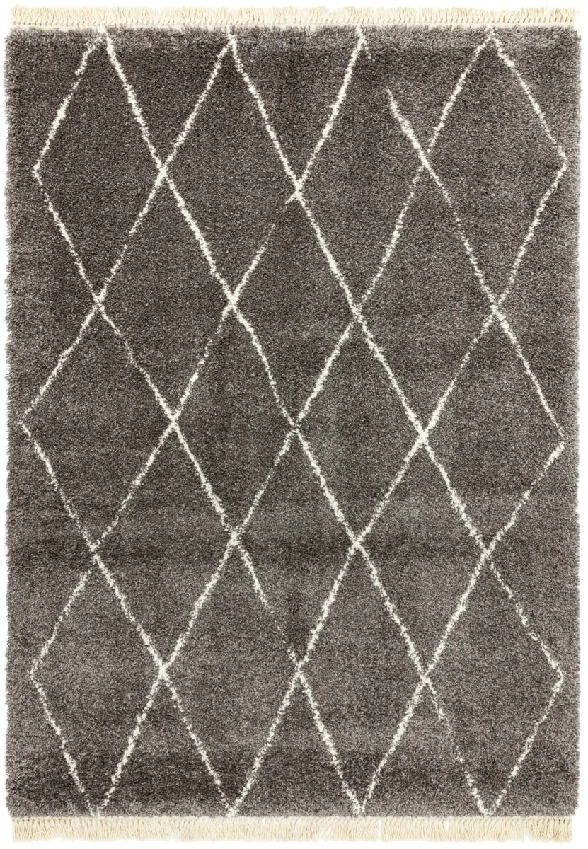 Covor pufos gri modern model geometric tribal Rocco GREY DIAMOND 30 mm 120×170 cm ROCC1201700007