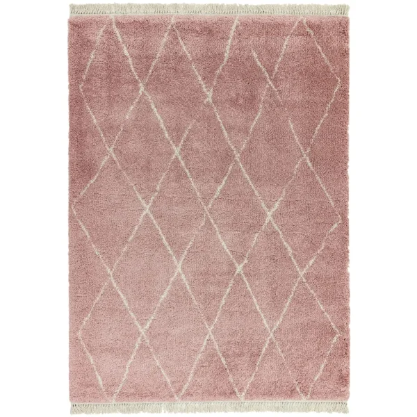 Covor pufos roz modern model geometric tribal Rocco PINK DIAMOND 30 mm 200x290 cm ROCC2002900009
