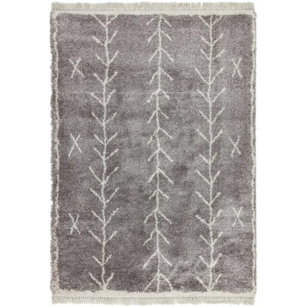 Covor pufos gri modern model geometric tribal Rocco GREY ARROW 30 mm 200x290 cm ROCC2002900011