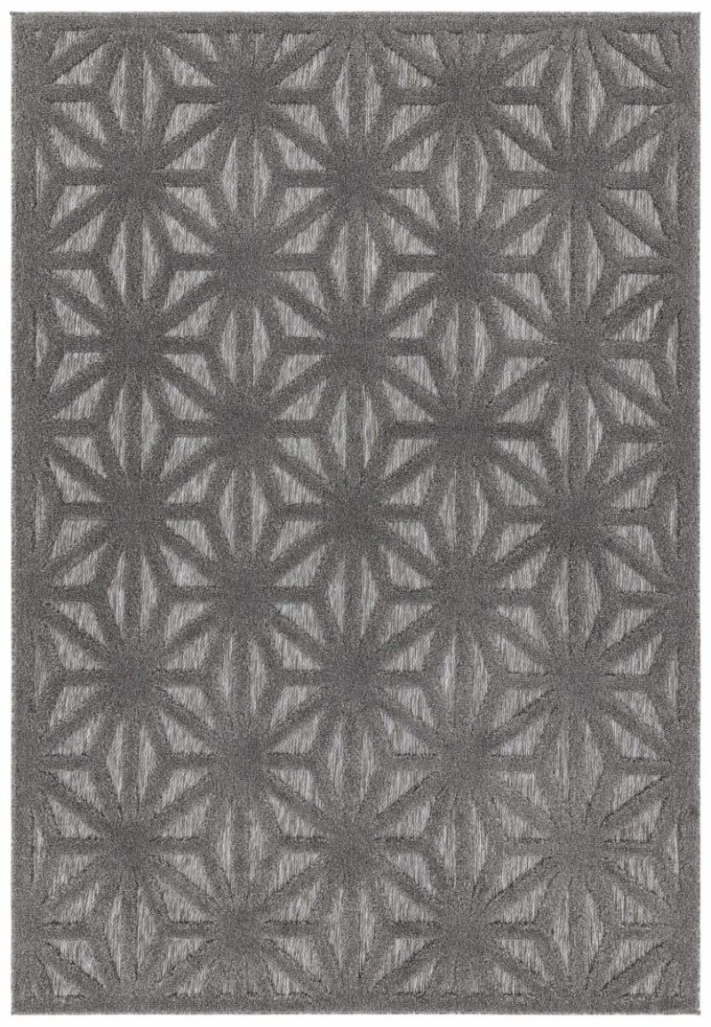 Covor pufos anthracite modern model geometric Salta Anthracite Star 2-11 mm 200x290 cm SALT200290SA01