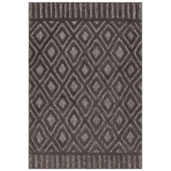 Covor pufos gri modern model geometric Salta Charcoal Diamond 2-11 mm 80x150 cm SALT080150SA02
