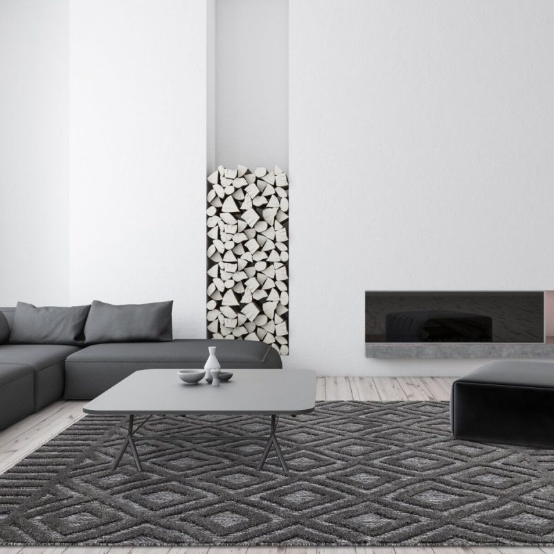 Covor pufos gri modern model geometric Salta Charcoal Diamond 2-11 mm 120x170 cm SALT120170SA02 - imagine 3