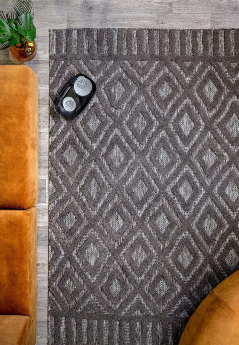 Covor pufos gri modern model geometric Salta Charcoal Diamond 2-11 mm 120x170 cm SALT120170SA02 - imagine 4