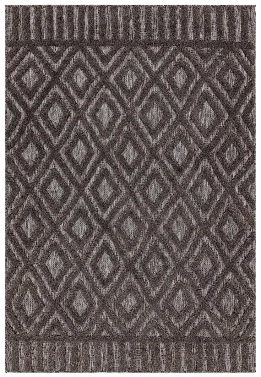 Covor pufos gri modern model geometric Salta Charcoal Diamond 2-11 mm 200×290 cm SALT200290SA02