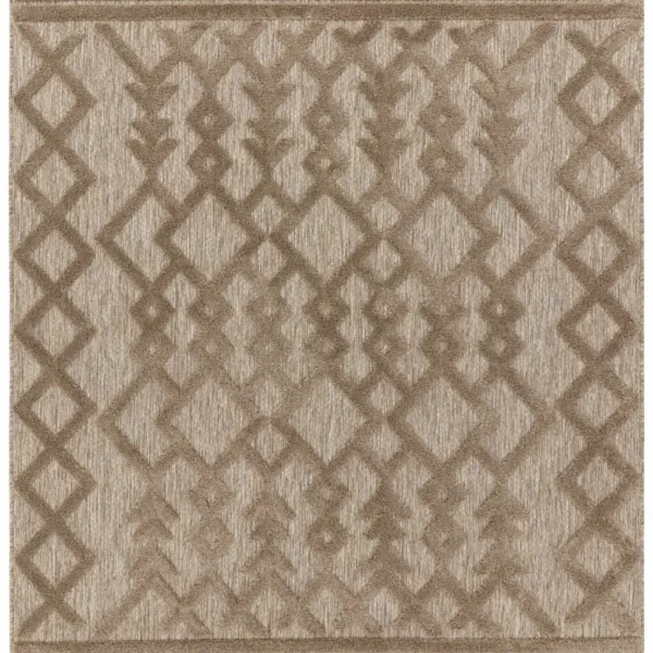Covor pufos brown modern model geometric Salta Brown Links 2-11 mm 66x240 cm SALT066240SA04