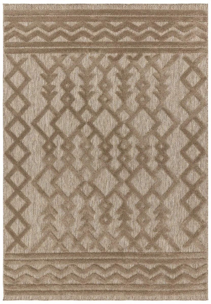 Covor pufos brown modern model geometric Salta Brown Links 2-11 mm 66×240 cm SALT066240SA04