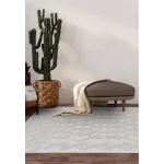 Covor pufos alb modern model geometric Salta White Links 2-11 mm 80x150 cm SALT080150SA05
