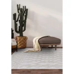 Covor pufos alb modern model geometric Salta White Links 2-11 mm 200x290 cm SALT200290SA05