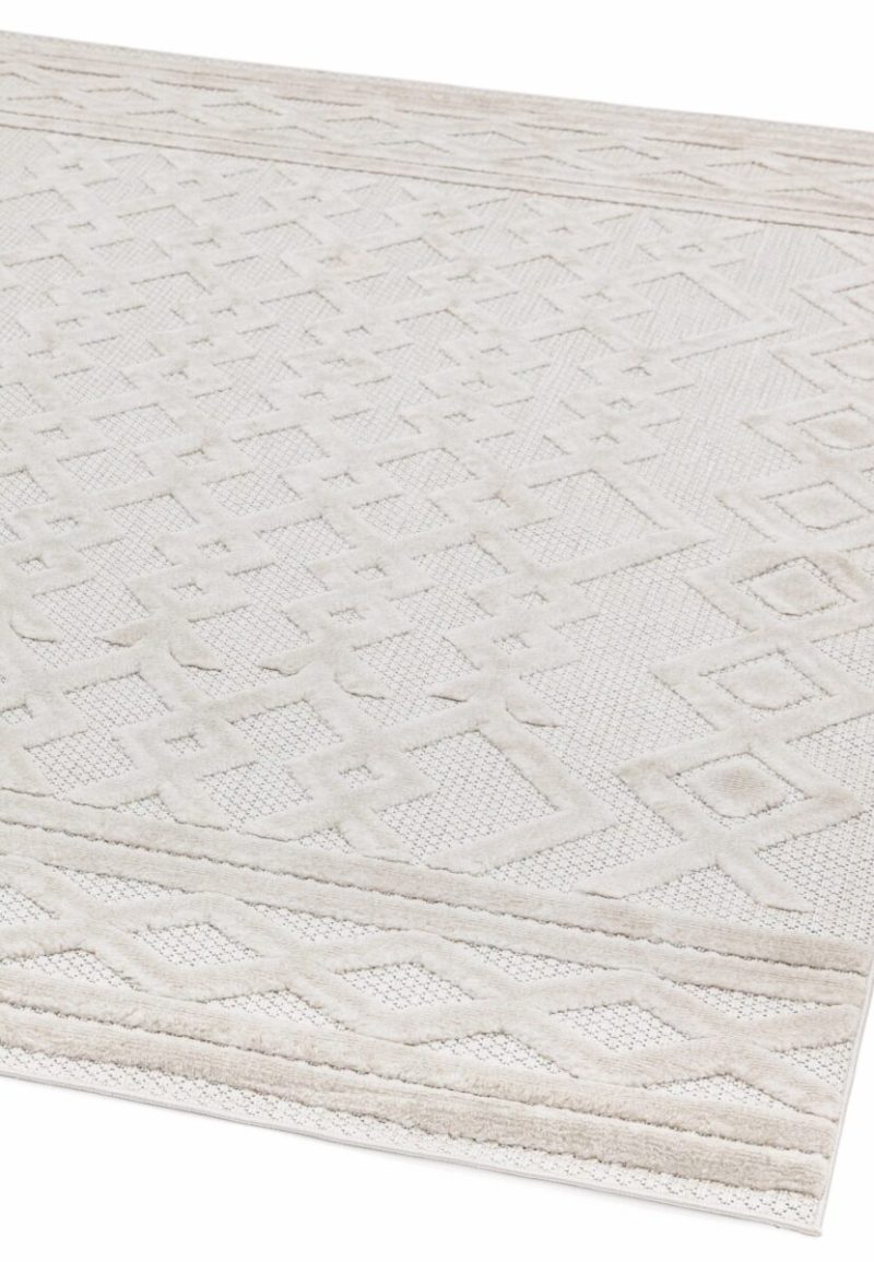 Covor pufos alb modern model geometric Salta White Links 2-11 mm 66x240 cm SALT066240SA05 - imagine 4