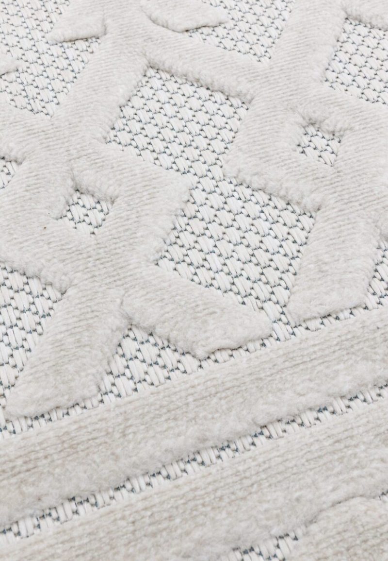 Covor pufos alb modern model geometric Salta White Links 2-11 mm 66x240 cm SALT066240SA05 - imagine 5