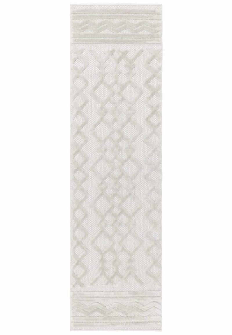 Covor pufos alb modern model geometric Salta White Links 2-11 mm 66x240 cm SALT066240SA05 - imagine 6