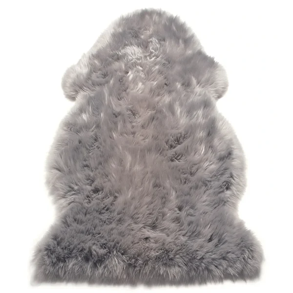 Covor pufos argintiu din blană de oaie lucrat manual modern model uni Sheepskins Sexto Silver 70 mm 180x180 cm SHEE180180SILV