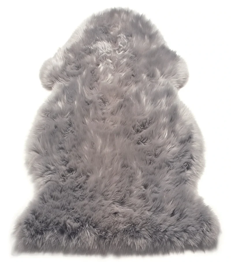 Covor pufos argintiu din blană de oaie lucrat manual modern model uni Sheepskins Sexto Silver 70 mm 180x180 cm SHEE180180SILV