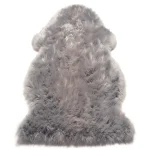 Covor pufos argintiu din blană de oaie lucrat manual modern model uni Sheepskins Quad Silver 70 mm 120×180 cm SHEE120180SILV