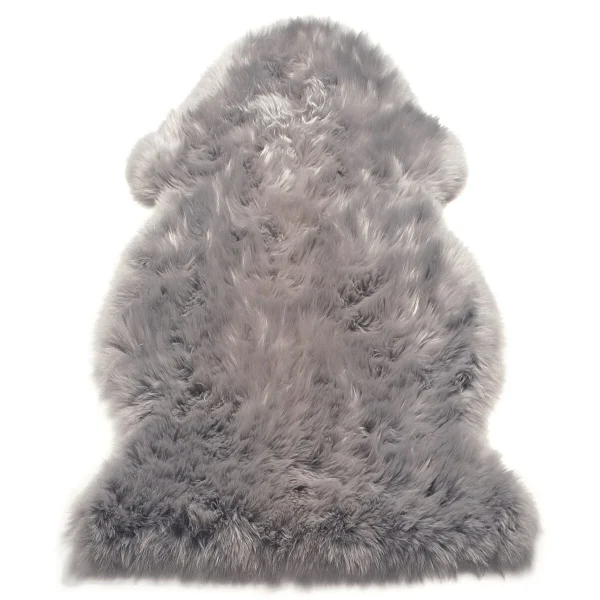 Covor pufos argintiu din blană de oaie lucrat manual modern model uni Sheepskin Silver 70 mm Silver SHEE060090SILV